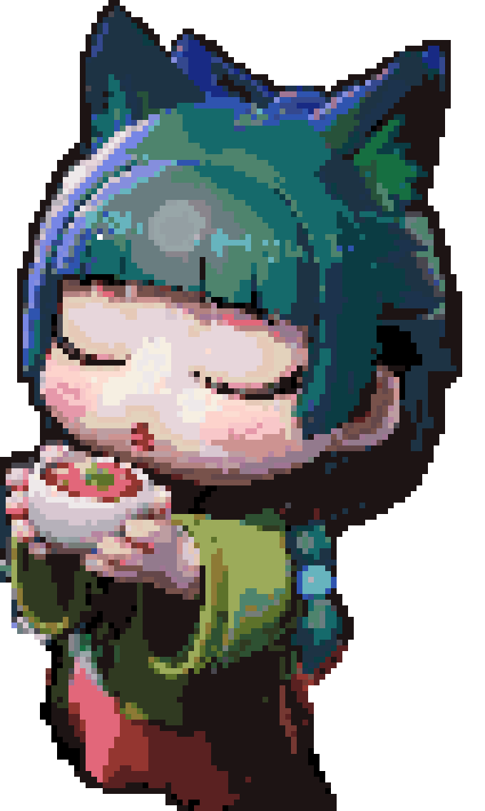 Kawaii cat girl drinking tea fuse bead pattern preview