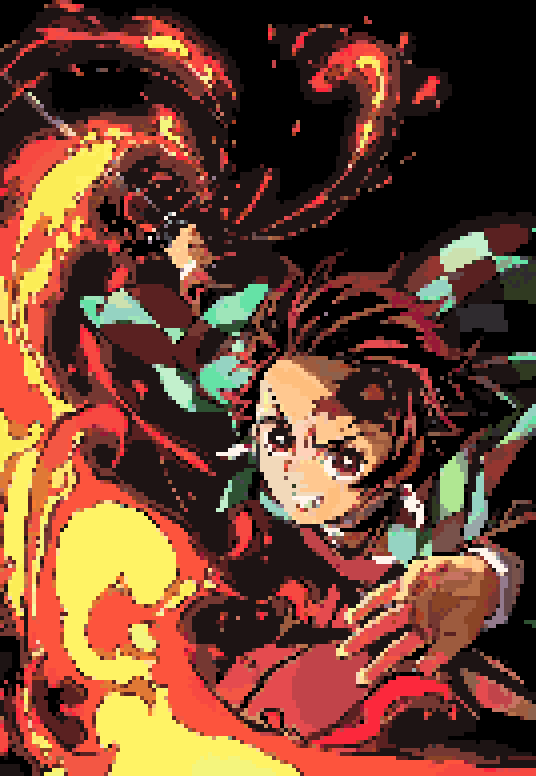 Tanjiro Demon Slayer fuse bead pattern preview