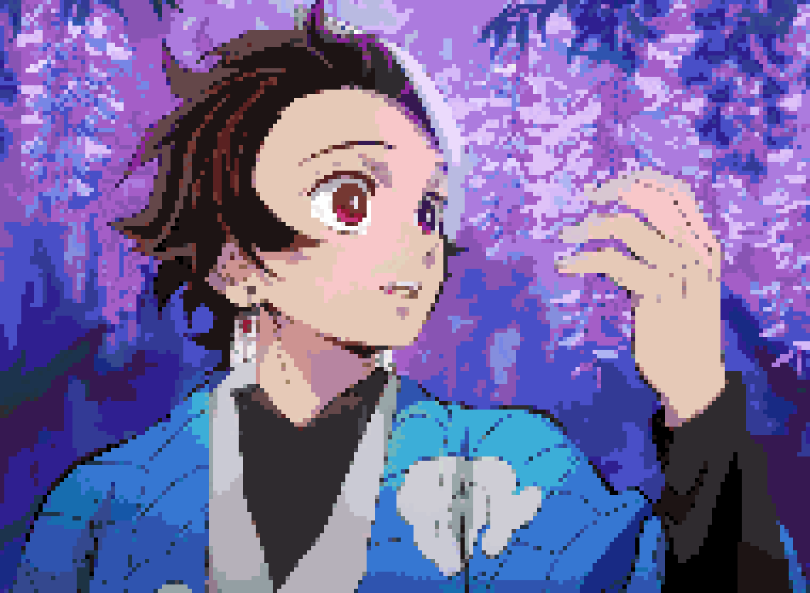 Tanjiro Kamado Demon Slayer wisteria fuse bead pattern preview