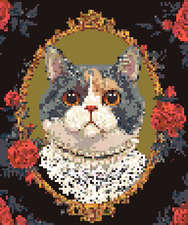 Vintage cat portrait fuse bead pattern preview